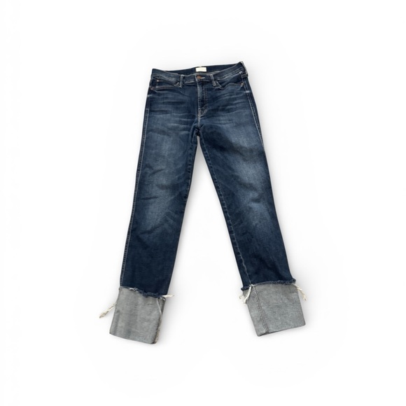MOTHER DENIM The Ponyboy High-Rise Frayed Ankle Jeans in bake sale brawl size 28 - Picture 3 of 10